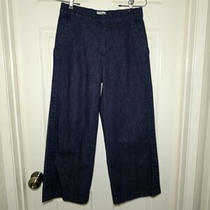 J. Crew Womens 25 Rayner Wide Leg Crop Dark Wash Blue Trouser Jean F9246